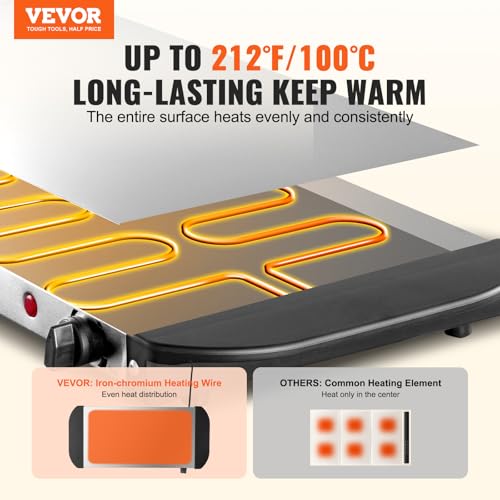 Image of VEVOR Electric Warming Tray, Food Warming Trays for Buffet, Warming Trays with Adjustable Temperature Control, Portable Stainless Steel Food Warmer, Hot Plate Perfect for Parties, Catering, Holidays