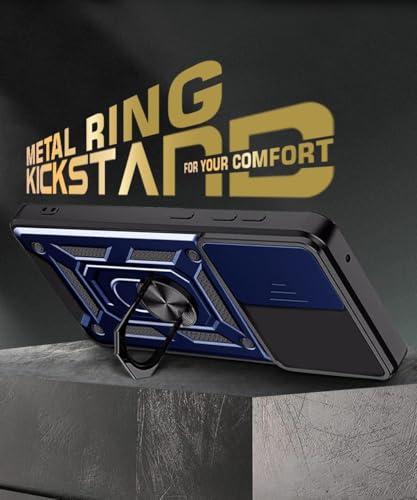 Image of Luxe Back Cover Compatible for Vivo Y51 Pro 5G / Vivo T5X 5G / iQOO Z11X 5G|D10 Tough Armor Case |Sliding Camera Shield |360 Protection |Kickstand Ring Holder | Military-Grade Bumper Case - Blue