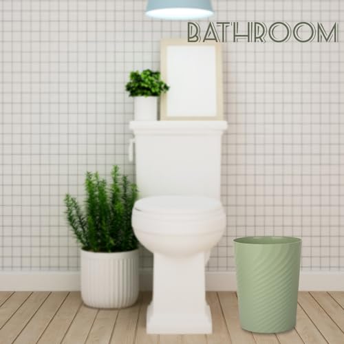 Image of UUJOLY Plastic Small Bathroom Trash Can Wastebasket Garbage Can, Mint Green | Sturdy-Easy to Clean, Bathroom, Laundry Room, Kitchen, Office, Kids Room, Dorm, Bedroom, 1.8 Gallon