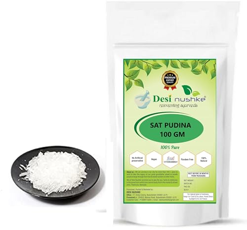 Desi Nushke Sat Podina - Menthol Crystal - 3.52 oz - Mentha Arvensis - 100 gm - Peppermint - Sat Pudina - Pudina Puvvu Crystals