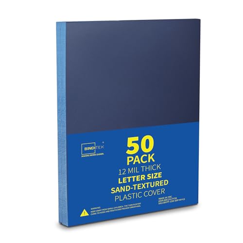 Image of Binditek 12 Mil Sand-Textured Binding Covers, Letter Size, Navy, 50 Pack