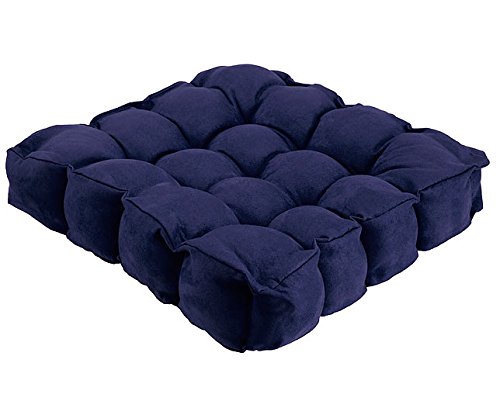 Lancashire Textile Faux Suede Navy Blue Armchair Booster Cushion Seat Rise Support with 13 Cm Thick Lift - Hollowfibre Filled Seat Cushion - Comfort Using on Dining Chairs, Car seats, and Arm Chairs