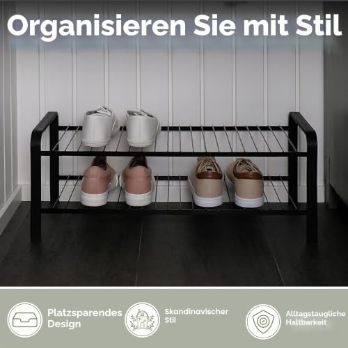 LM 391 Schuhregal aus Öko-Holz - pulverbeschichtetes Schuhregal platzsparend, 670 mm breite, ideal für Schrank… – Ansicht 2