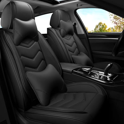 Image of ADERN Car Seat Covers for Jeep Wrangler 2000-2025, Premium Nappa Leather Car Seat Cover, Stylish Sport Seat Covers, Automobile Seat Cover Sets.(Luxury 2 Seats /Pure Black)