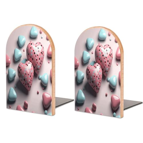 Sujetalibros de corazón de madera resistente con base antideslizante 2