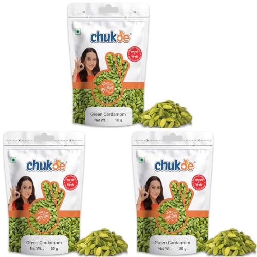 Image of Chukde - Hari Elaichi (1.76 OZ) - Green Cardamom - Authentic Indian Spice - Bold Flavor & Fresh Aroma - Ideal for Tea, Desserts & Curry - Whole Spices - 50 Gram (Pack of 3)