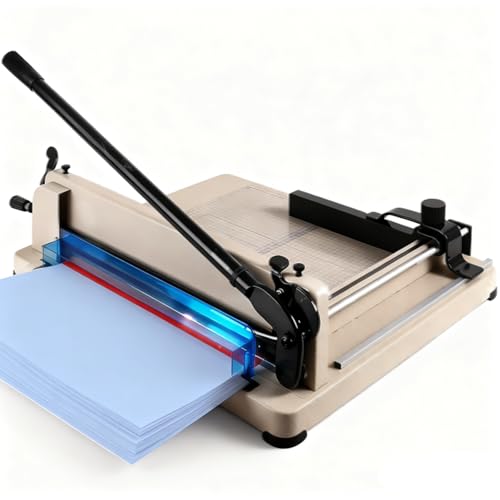 Guillotine Paper Cutter Heavy Duty 12 Inch, A4 Industrial Paper Cutter 500 Sheet Cutting Capacity, Double Safety Lock, Cutting Paper Trimmer for Home and Office, PVC, Cardboard and Leather Use