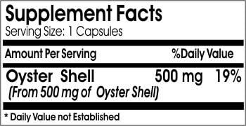 Oyster Shell 500mg ~ 100 Capsules - No Additives ~ Naturetition Supplements