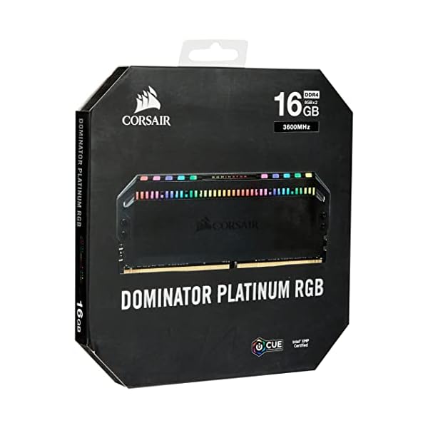 CORSAIR Dominator Platinum RGB 16GB (2x8GB) DDR4 3600 (PC4-28800) C18 1.35V Módulos de Memoria de Alto Rendimiento optimizados para AMD Ryzen - Negro