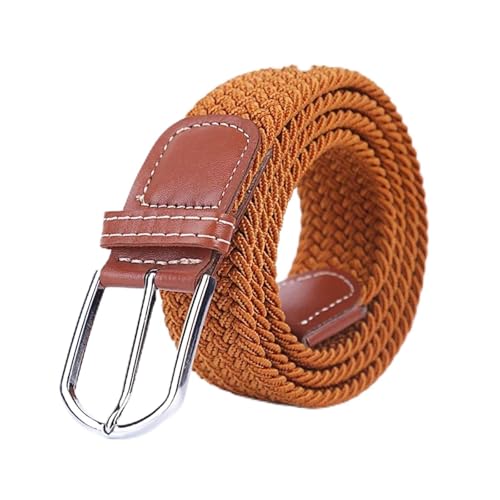 Decorative Belt 2.5cmx100cm /3.3cmx107cm Unisex Belt Casual Knitted Pin Buckle Belt Woven Canvas Elastic Braided Stretch Belts For Women for Country Concert Outfit(3.3cmX107cm,Camel)