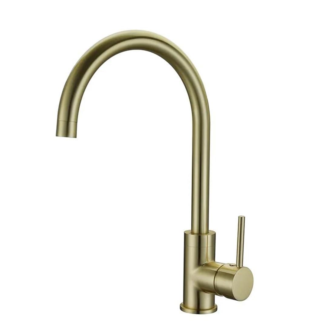 Placa de Armadura de Oro Cepillada para Instalar Grifo de Fregadero de una Sola Manija, Agua Fría Y Caliente de un Solo Agujero, Boquilla Giratoria de 360 Grados 6204Pg, TOMRAIN, 6.204 piezas,