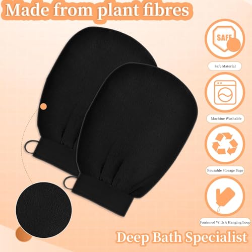Image of Shower Caps With Exfoliating Bath Glove 1 Pair, Fully Reversible Luxurious Pure Satin Hair Bonnet, Reusable Cap for Women With Long Thick Hair, Satin Wrap for Girls