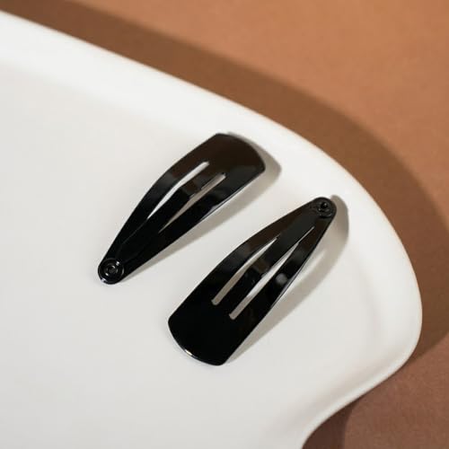 Image of Glaze Black Glossy Finish Tic Tac Hair Clips, Small Size, Pack of 12