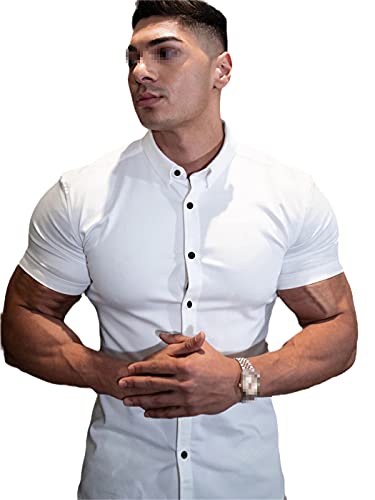 Chemise blanche coupe ajustée homme manches courtes anti transpiration