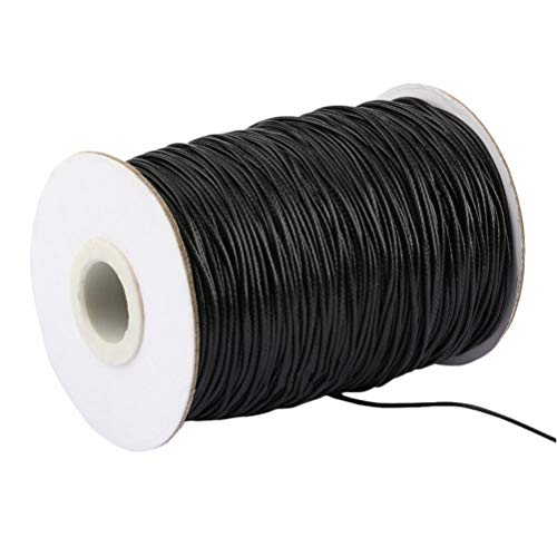 Healifty Bracelet Rope Jewelry Making Cord Necklace Rope Accessories for Housewife DIY Beads Decoration Making(1.5mm Black Wax Line 160 Meters)