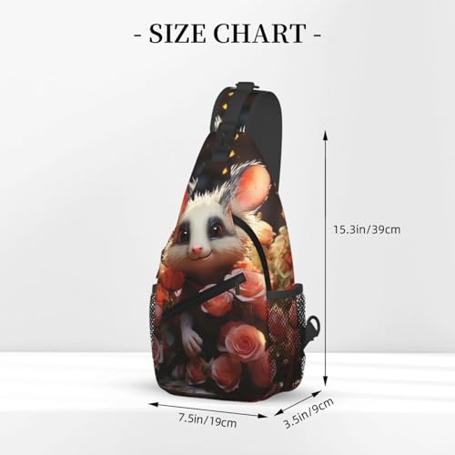 Bolso Sling para Mujer y Hombre con Diseño Opossum y Rosas miniatura 2