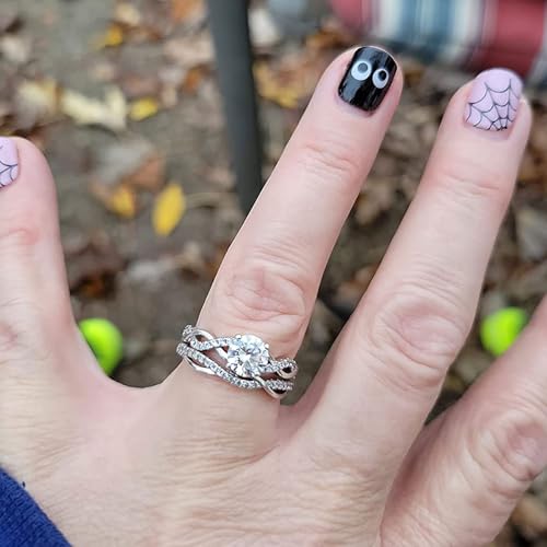 SHELOVES 925 Sterling Silver Wedding Rings Set for Women Infinity Bridal Ring Sets Round CZ Size 5-103