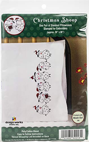 Design Works Crafts Christmas Sheep Stamped for Embroidery Pillowcases