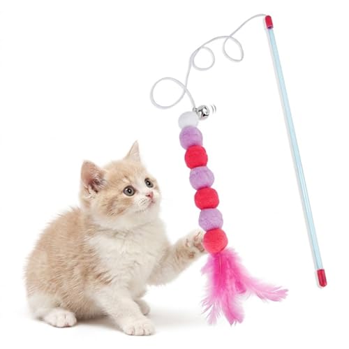 HeiTao 1 Pcs Feather Cat Teaser Wand 30.5cm
