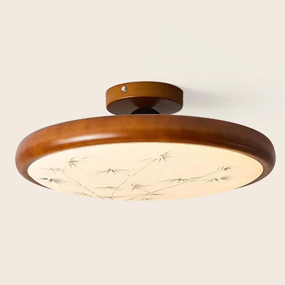 LYMSXAZOU Wabi-sabi Style Ceiling Lamp Fixture Nordic Round Wood Grain & Resin Lamp, 3CCT Dimmable Hallway Lighting for Bedroom Kitchen Island Entryway Bedside LED Simple Light Fixtures