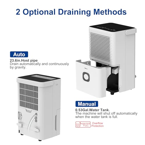Image of Shinco 30 Pints Dehumidifier for Home and Basements, 1500 Sq.Ft Dehumidifiers with Drain Hose, Auto or Manual Drainage, Auto Defrost, Quietly Remove Moisture, Activated Carbon Filter, 24HR Timer