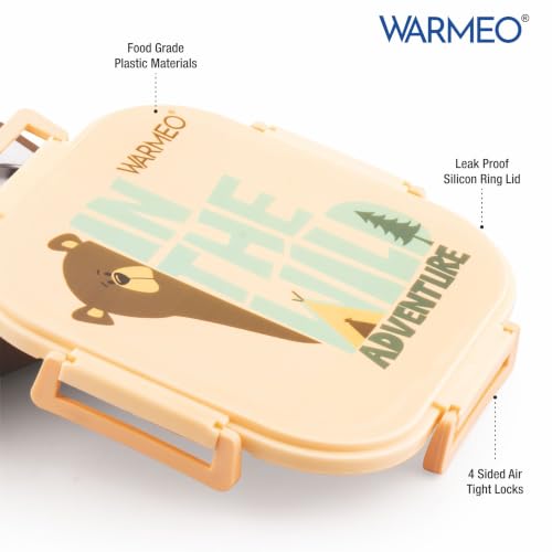 Image of WARMEO Jerry Insulated Lunch Box with Three Compartment BPA Free, Kids Lunch Box,Food Grade Ideal for School, Picnic, Office & Outdoor - 500ml Bear, Stainless Steel