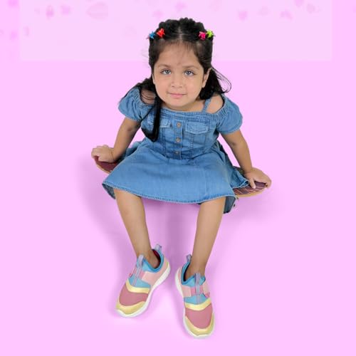 Image of KazarMax Hopits Kids Girls Pastel Colour Block Ultra Runner Sneakers -2 UK Multicolor