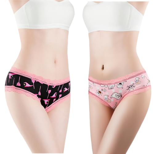TenderTouch 6 Pack Women's Sexy Panties - Playful Low Rise Lace Hipster Underwear Fun Prints for Cosplay Party Honeymoon3