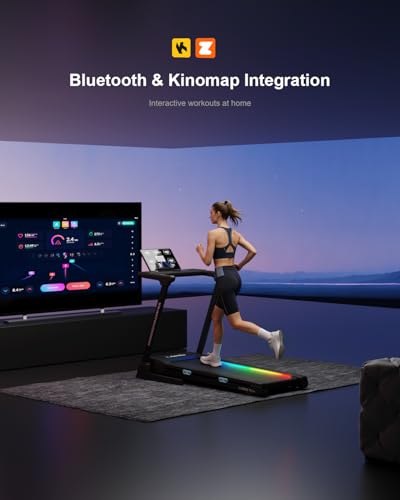 Image of Treadmill for Home with 20% Auto Incline, 20 inch Extra Wide Running Belt, 12.4 MPH High Speed Folding Treadmill, Kinomap App & Wireless Charging, 3.5HP Power Running Machine