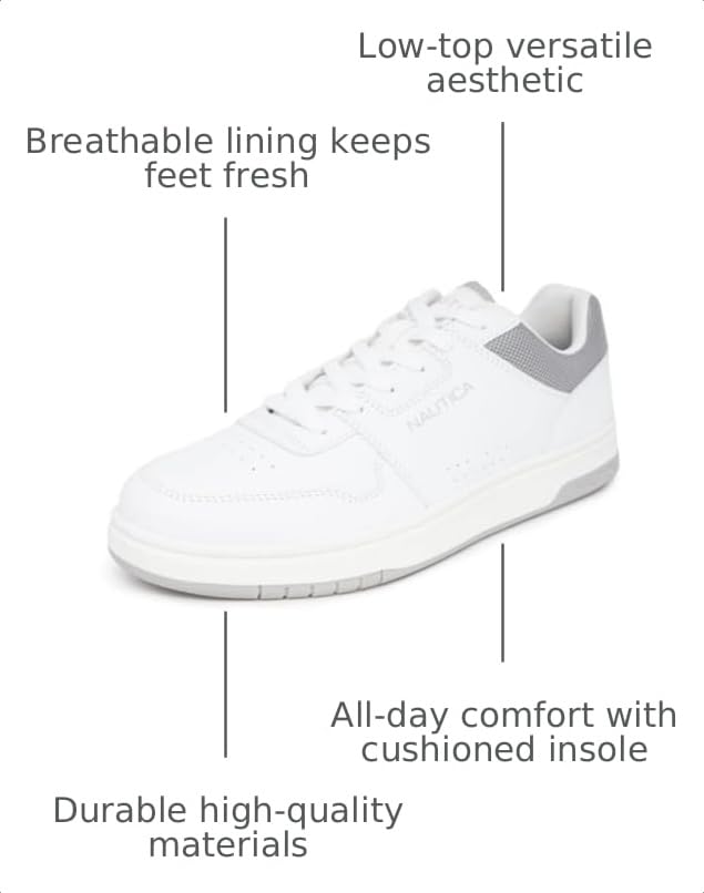 Image of Nautica Men's Casual Lace-Up Sneakers - Classic Low-Top Tennis Fashion Sneakers