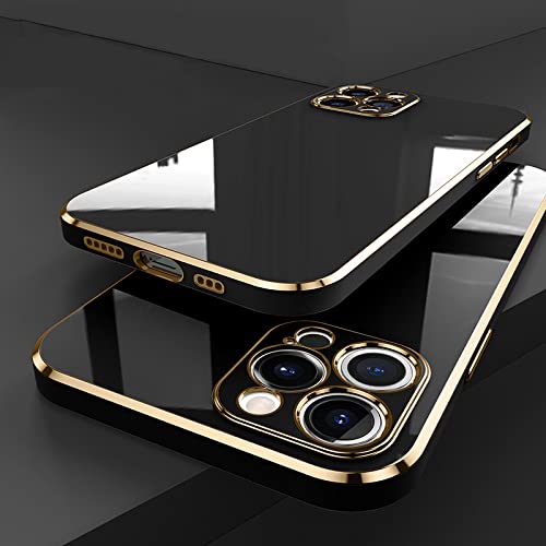 Coque silicone souple iPhone 12 antichoc à bords carrés noirs