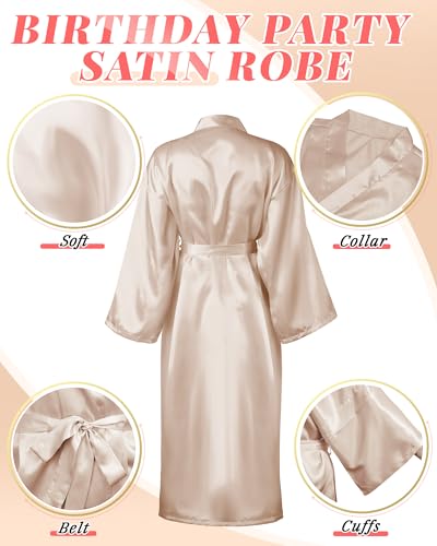 Image of Xtinmee 6 /12pcs Long Satin Kimono Robe, Sleepwear | Bridesmaid Bathrobes, Full Length Loungewear, Silky Cover up, Wedding, Japanese style, Gift-Ready,Bridal Party, Robe Set