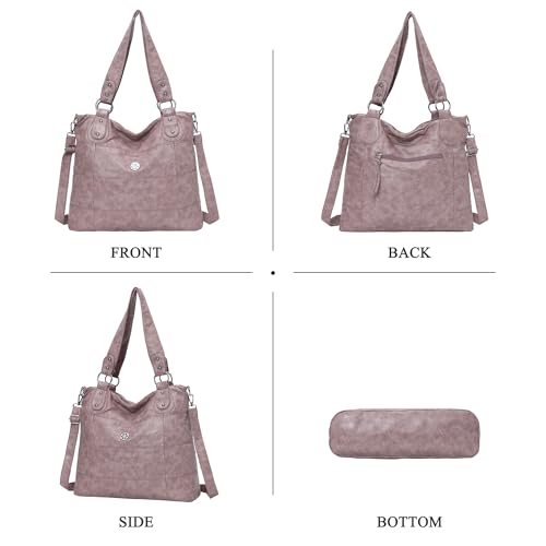 Image of Angel Kiss Hobo Shoulder Purses for Women Large Soft Washed PU Leather Stripe Crossbody Handbags