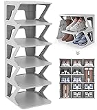 AEARY 6-Tier Pull-out Shoe Shelf, Adjustable Freestanding Shoe Rack, Stable Vertical Narrow Shoe She