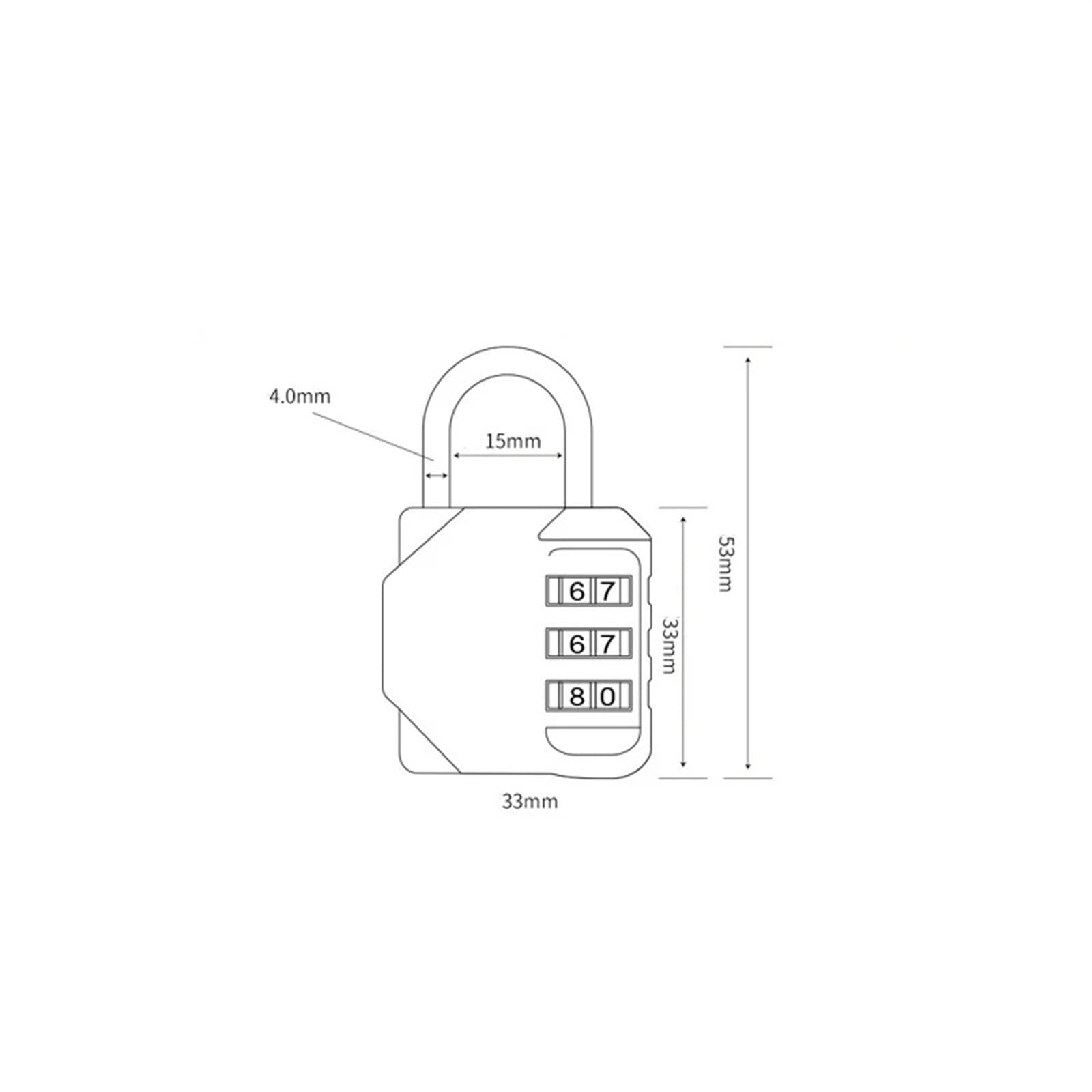 Candado de seguridad con combinación de 3 códigos, for equipaje, bolso, mochila, bolso, maleta, cajón, armario, 1 unidad(Black)