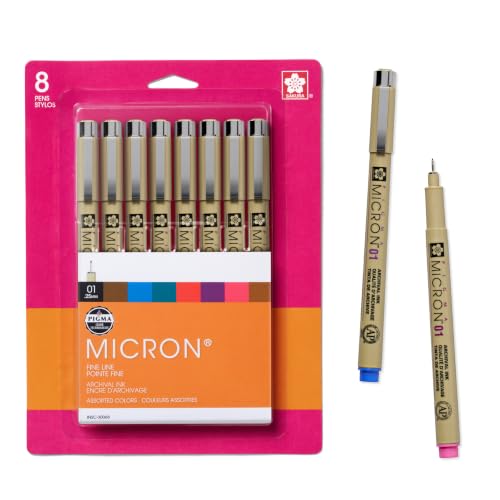 Image of SAKURA 30068 8-Piece Pigma Micron 01 Ink Pen Set, Blue