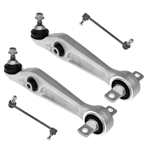 Image of Detroit Axle - 4pc Front End Kit for 2017-2022 Tesla Model 3, 2 Lower Forward Control Arms with Ball Joints 2 Sway Bar End Links 2018 2019 2020 2021 Replacement