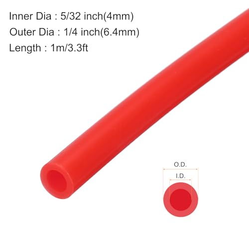 Image of 3.3ft 5 /32 inch ID x 1 /4 inch OD Silicone Tubing Red Industrial Plastic Tubing Pure Silicone Hoses for Pump Siphoning Draining Irrigation Brewing