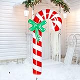 Decoración prémium: decoración de Navidad inflable para el exterior es dulce, divertido, fantástico y portátil, dice muchas personas que han recibido nuestra decoración inflable de bastones de azúcar. La barra de azúcar hinchable con lazo verde le dará a tu casa un ambiente festivo.