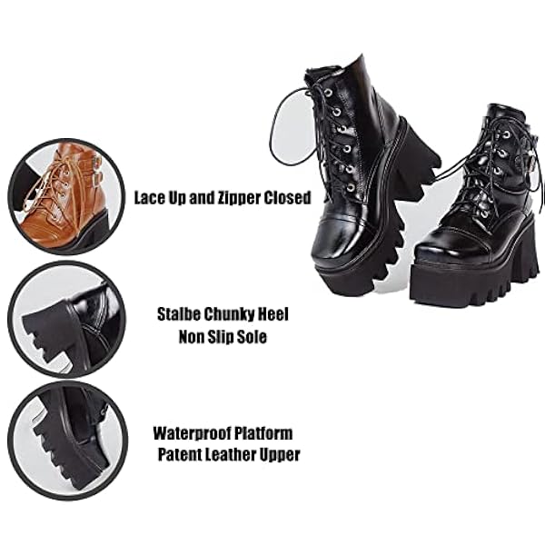 Damesgordelgesplatform enkelschoenen dikke hiel vierkant teen niet-slip punk goth midkalf gevechtslaarzen,Geel,42 EU