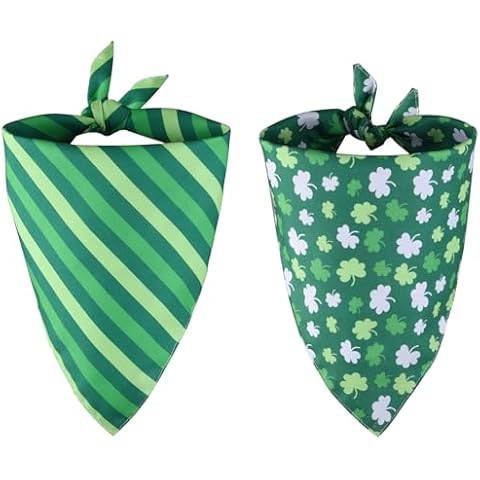 Rowfad 2 Pcs Dog Bandanas for St. Patrick's Day, Adjustable Pet Cat Bandanas Breed Bib Dog Collar Handkerchief for Girl or Boy Dog (St. Patrick's Day) Cover