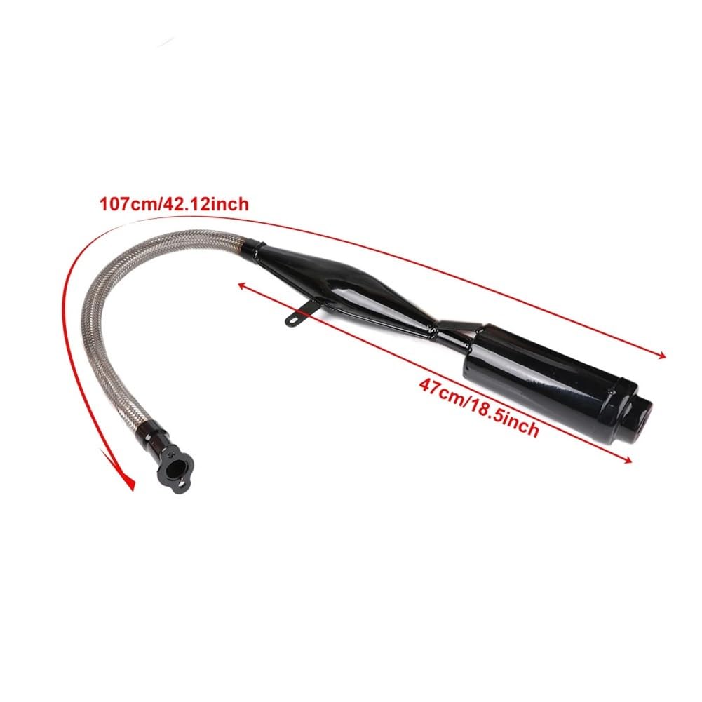 Für 80cc Bike Gas Motor Motorrad Auspuff | 1Set Schwarz Silber Schalldämpfer Rohr Für 80cc Bike Gas Motor Motorrad Auspuff Rohre Motorrad Teile