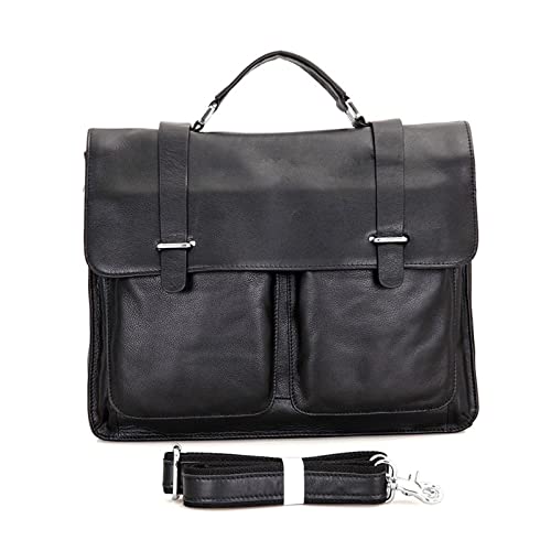 Mens Business Handbags, Messenger Shoulder Bags, Backpacks, Genuine Leather Briefcases (Color : Black)3