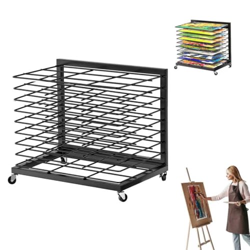 Zertylre Bild Trockengestell, 9 abnehmbare Fächer, abnehmbare Wand montiert kleine Kunstwerk Trockengestell für Kunst Zimmer, Kunst Training Organizer Portable