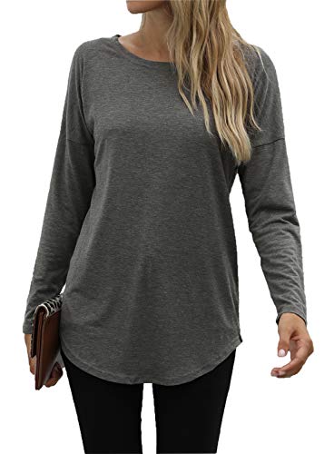 POGTMM Womens Casual Loose Fit Tunic Shirts Long Sleeve Solid Top Shirts (Gray, Small) POGTMM Womens Casual Loose Fit Tunic Shirts Long Sleeve Solid Top Shirts (Gray, Small)
