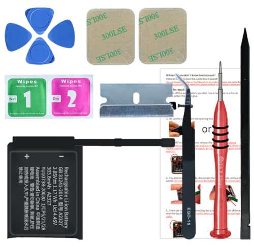 Soseieiu Replacement Battery for Apple Watch Series 6 44mm,(2025 New Version) iWatch A2327 Battery with Repair Parts + Installation Manual + Back Cover Adhesive