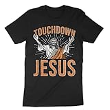 Touchdown Jesus T-Shirt | Funny Christian Football Tee | Tailgating Sunday Game Shirt | Sports Lover Gift (X-Large) Black