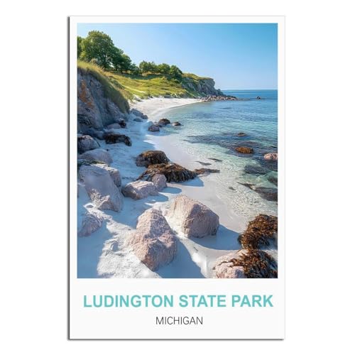 Affiche Ludington State Park Michigan sur toile de 50x75 cm style vintage