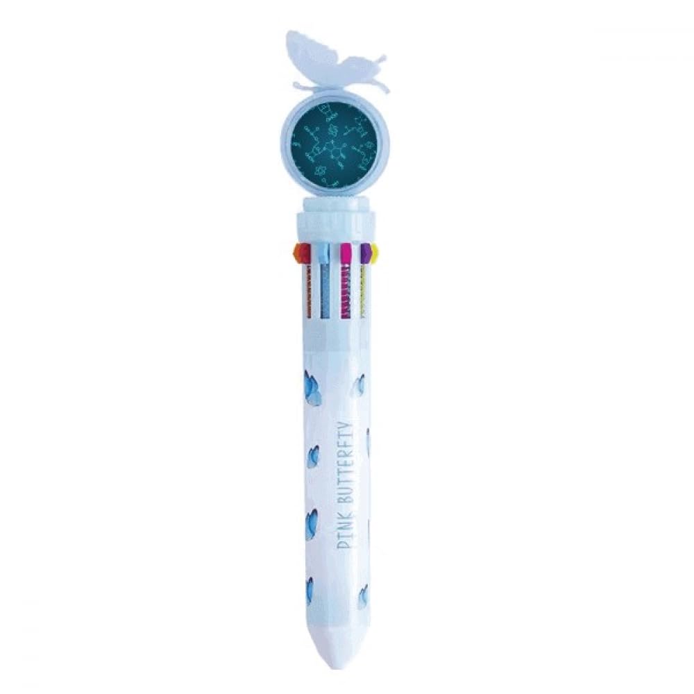 Stylo à bille rétractable multicolore structure moléculaire bleue écriture bureau - 4