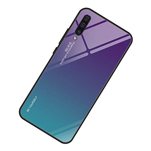 Alsoar Ultra Sottile Custodia per cellulare per Galaxy A40 Custodia Protettiva Gradient 9H Vetro Temperato Cornice in Silicone Morbido Antiurti Antigraffio Vogue Cover Galaxy A40 (Aurora Blu)